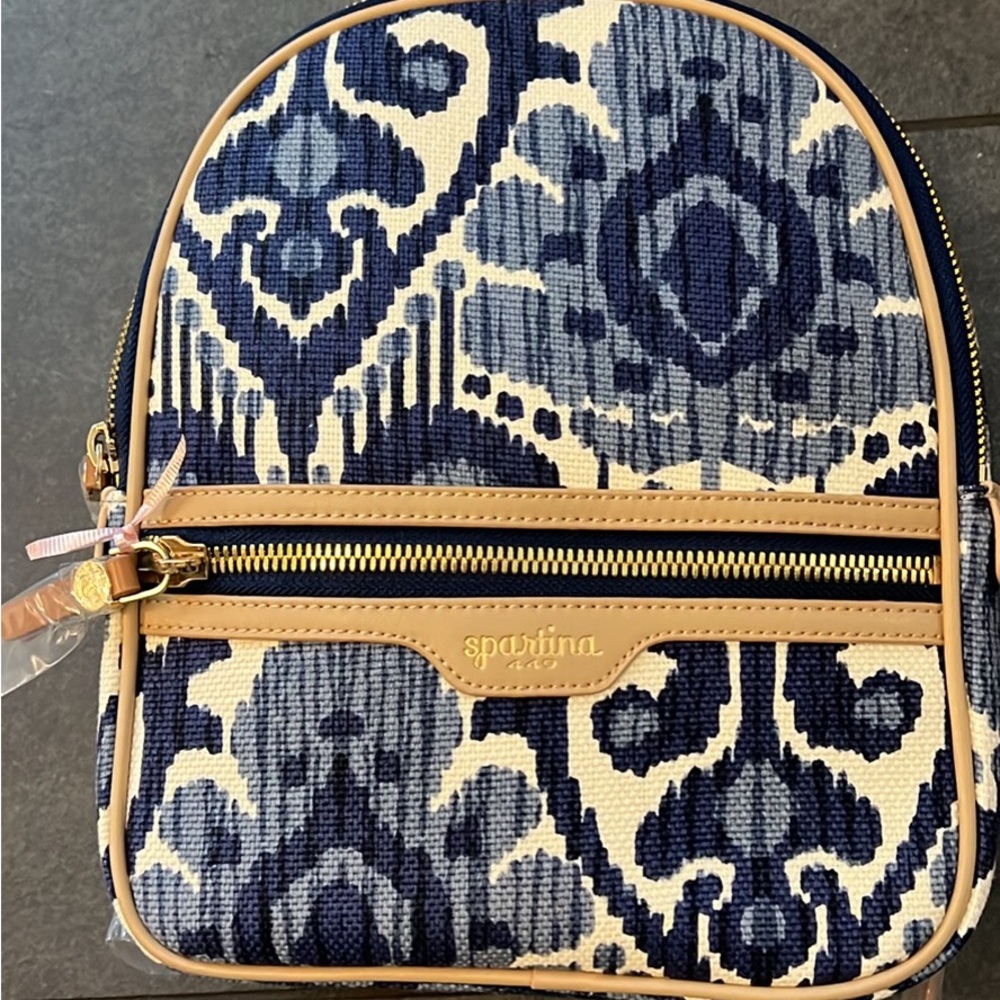 Spartina 449 Blue and Tan Geometric Backpack